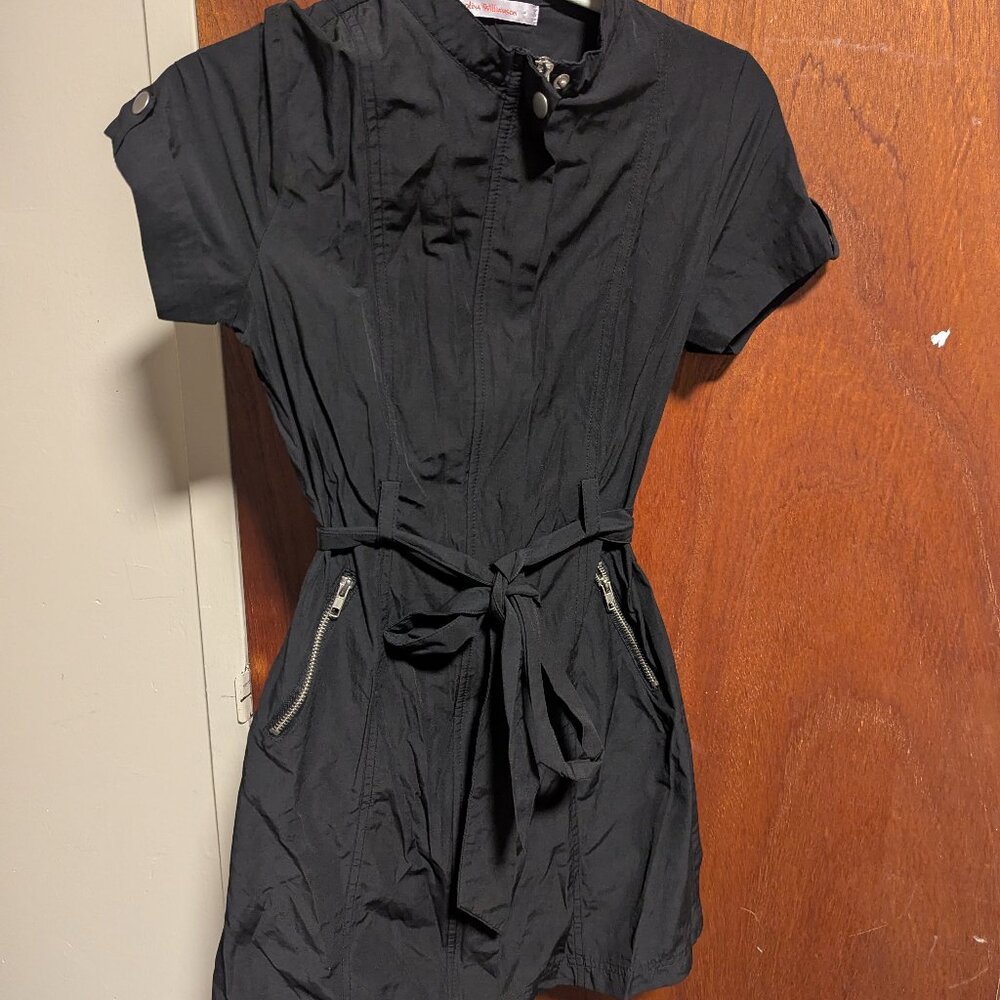 black cargo-style mini dress